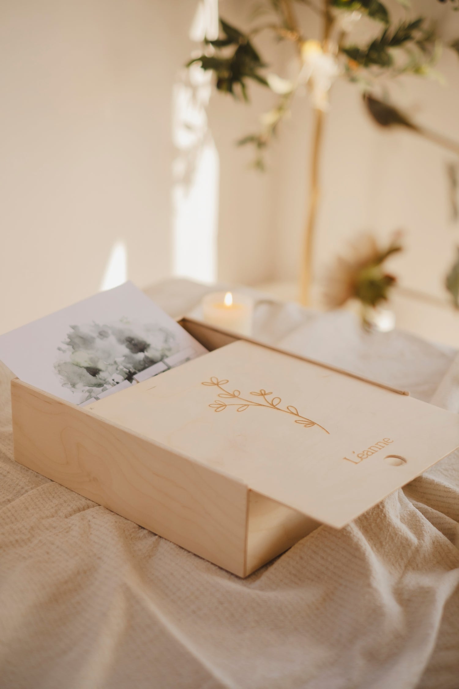 Boîte en bois personnaliser avec cahier pour écrire ses mémoires