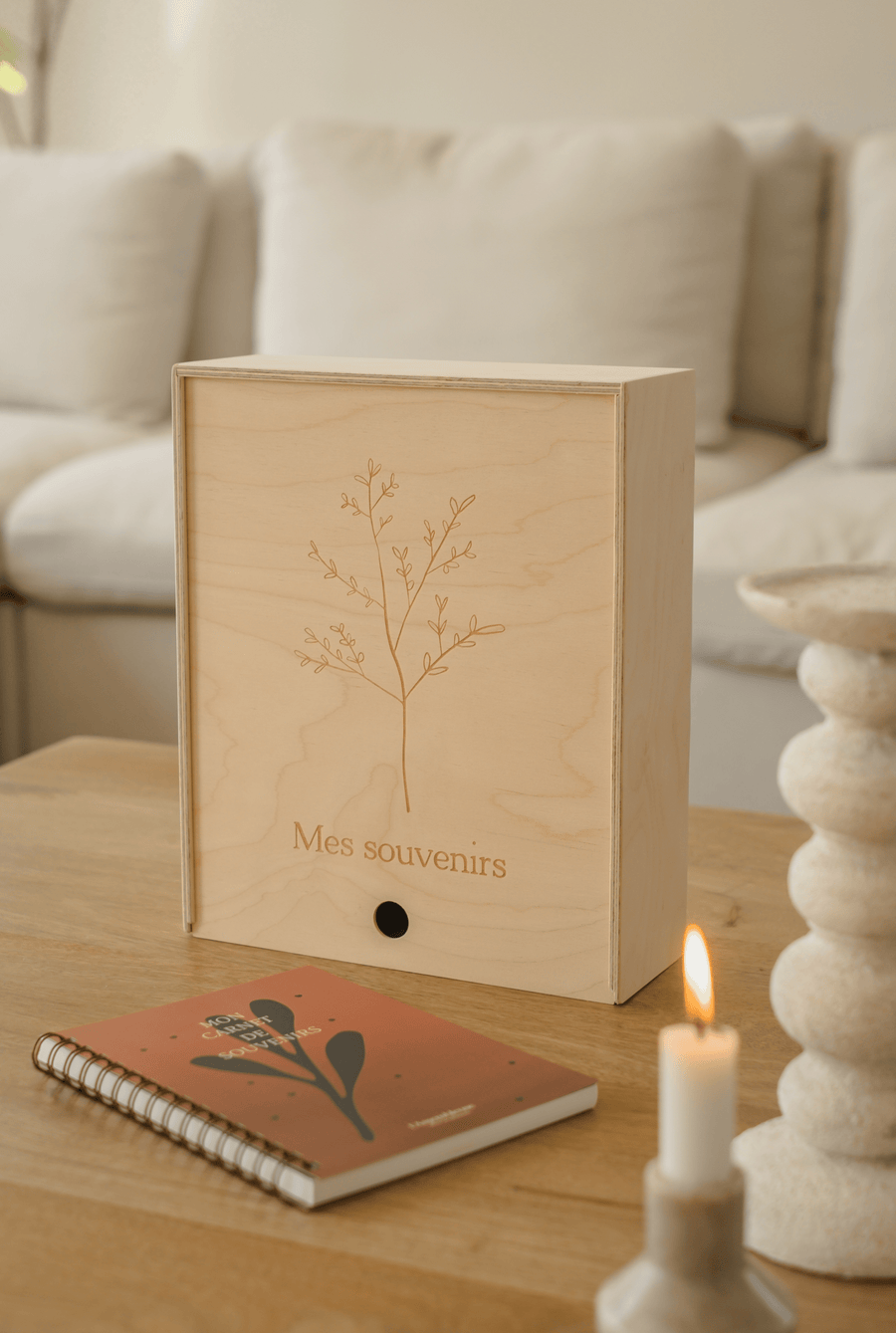 Boîte à Souvenir Personnalisable Pour Papa - Bois Blanc, Thème Pissenlits - Cadeau Commémoratif