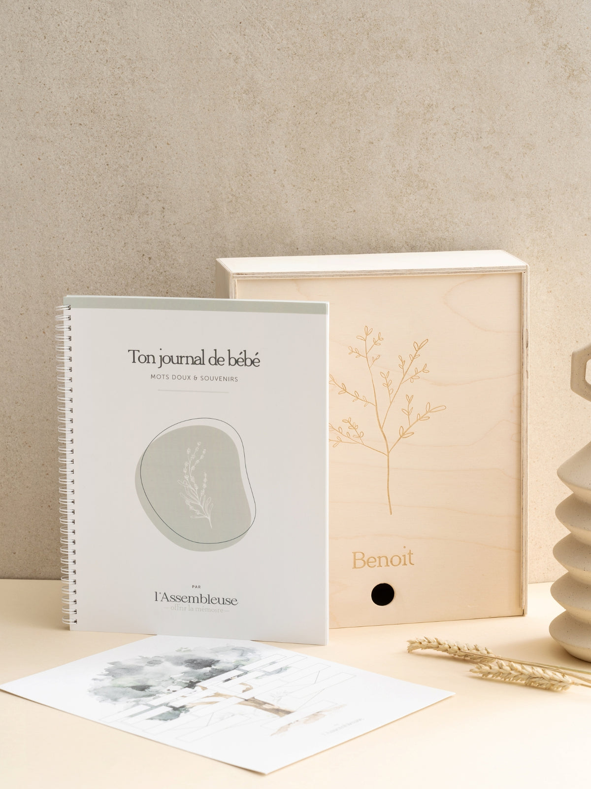 Boîte souvenir de bébé personnalisée Boîte à souvenirs en lin et en bois  personnalisée Cadeau pour nouveau-né -  Canada